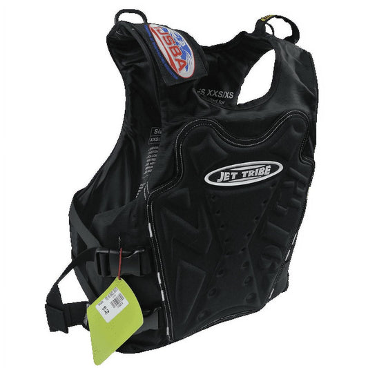 Jettribe Chest Impact Life Vest- Black | Jet Ski Racing Comp Vest | Jettribe All Black RS-16 Side Entry PFD