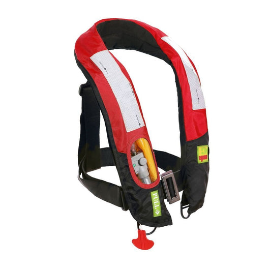 Lifesaving Pro? Premium Automatic, Manual Inflatable Life Jacket and Vest PFD Life Vest Deluxe Inflate Survival Aid Lifesaving PFD, Red
