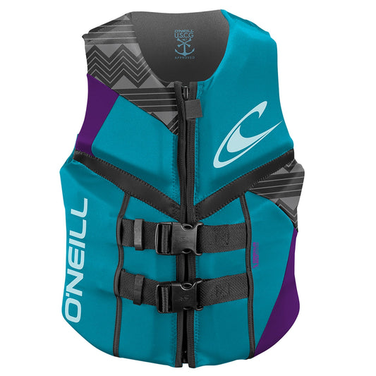 O'Neill Women's Reactor USCG Wakeboarding & Waterskiing Vest, Size 8, Turquoise