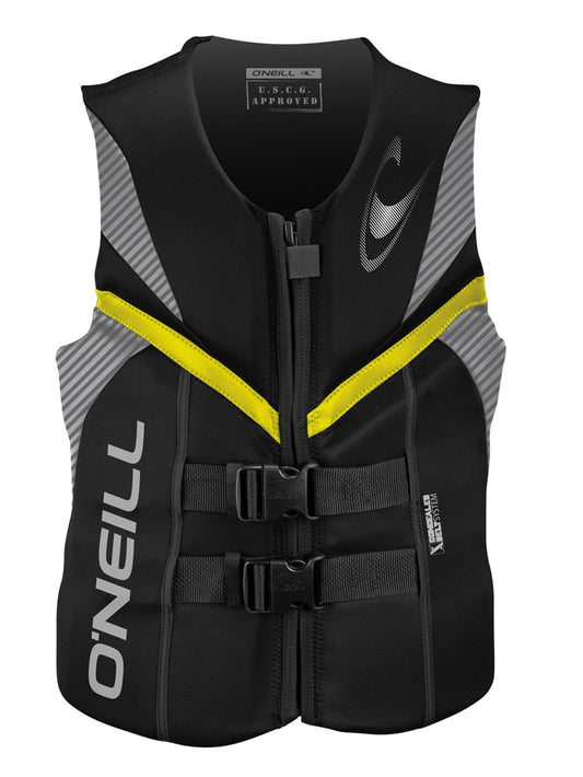 O'Neill mens Reactor USCG life vest 3XL Black/smoke/yellow (4720)