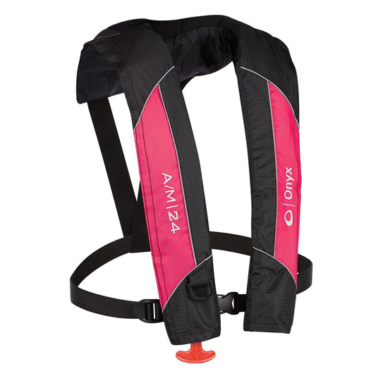 Onyx Outdoors 132000-105-004-14 A/M-24 Auto/Manual Life Jacket, Pink