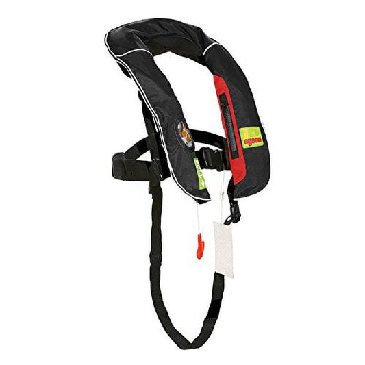 Premium Automatic / Manual Inflatable Life Jacket Lifejacket PFD Life Vest w Zippered Pocket Inflate Survival Aid PFD for Children Youth Kids Black Color