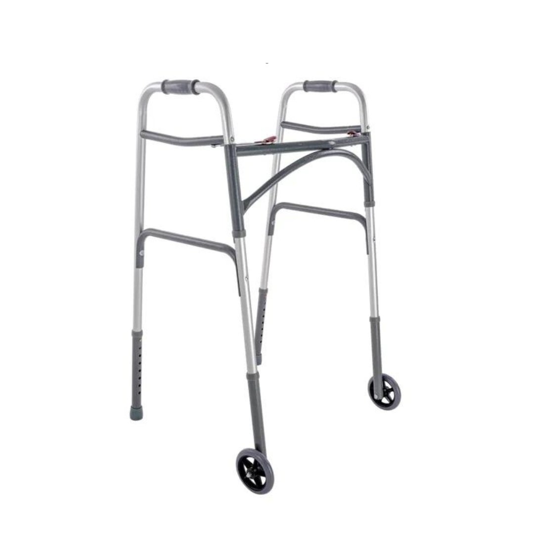 Dynarex Heavy Duty Lightweight Folding Bariatric Walkers - 500 lb Cap - Senior.com 2 Button Walkers
