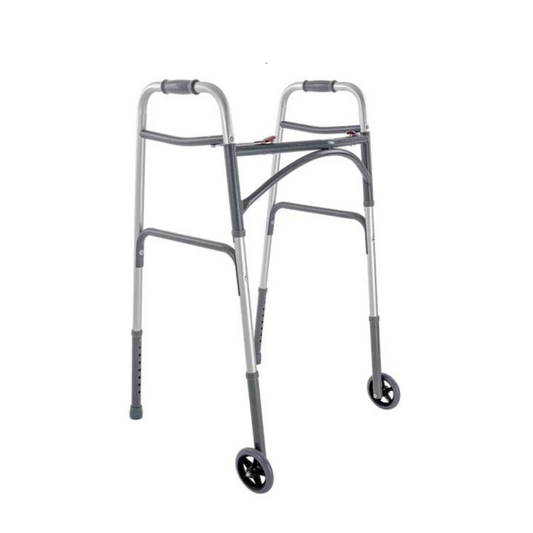 Dynarex Heavy Duty Lightweight Folding Bariatric Walkers - 500 lb Cap - Senior.com 2 Button Walkers