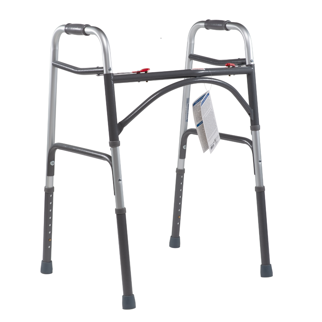 Dynarex Heavy Duty Lightweight Folding Bariatric Walkers - 500 lb Cap - Senior.com 2 Button Walkers