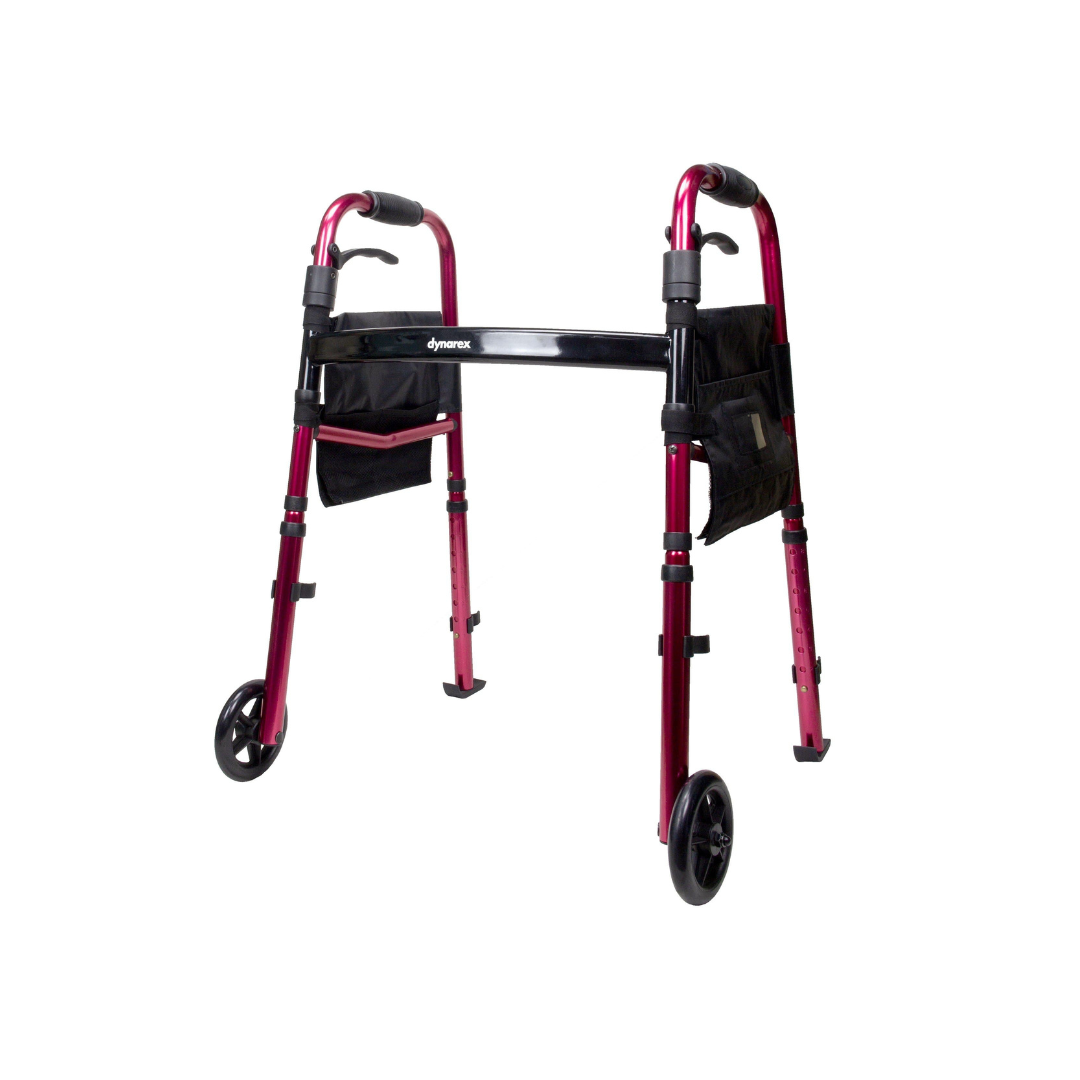 Dynarex Folding Lightweight Travel Walker - Paddle Release