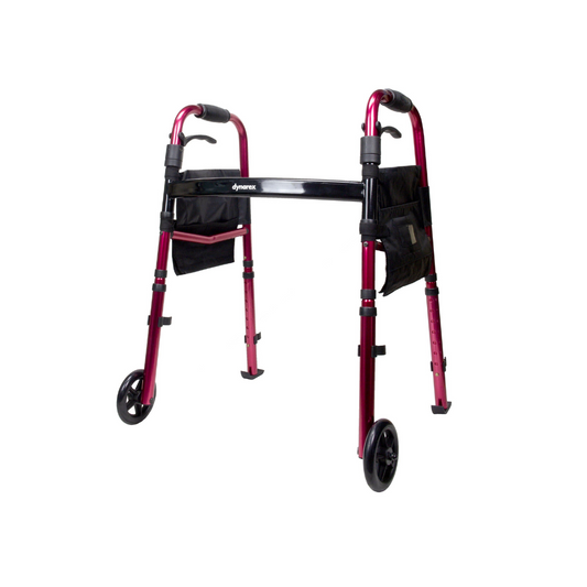 Dynarex Folding Lightweight Travel Walker - Paddle Release