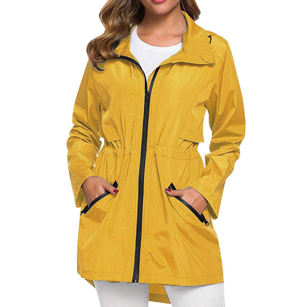 Lystmrge Warm Wind I5 Apparel Light Nylon Jacket Women Long Raincoat with Hood Outdoor Lightweight Windbreaker Rain Jacket Waterproof