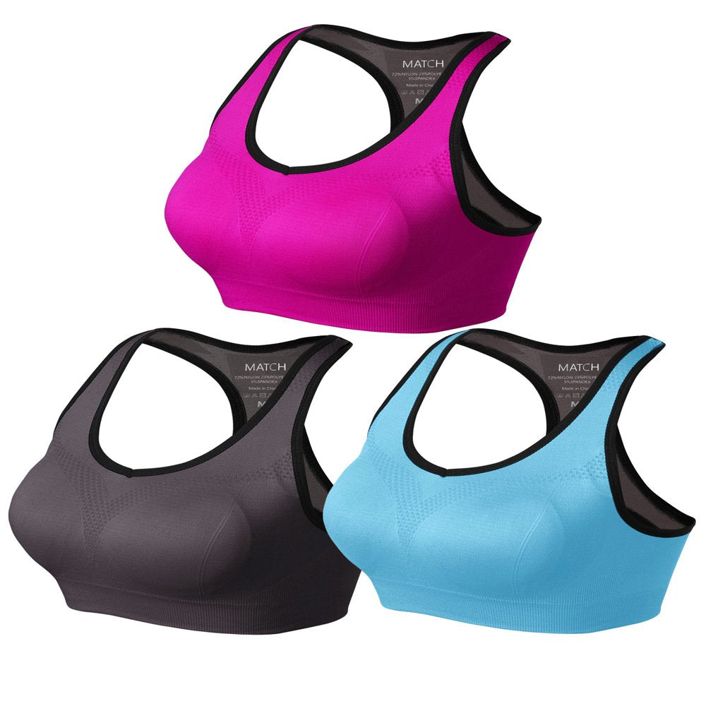 Matchstick Women'S Wirefree Padded Racerback Sports Bra for Yoga Workout Gym Activewear