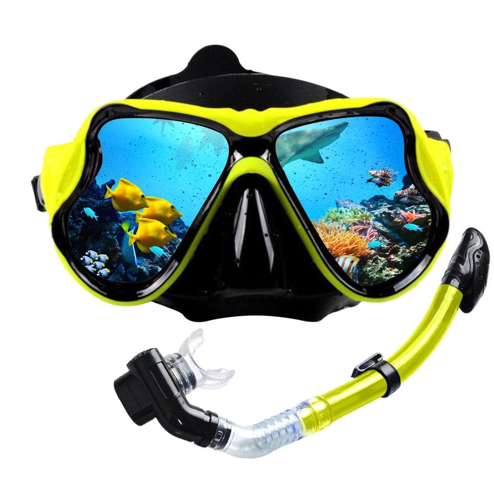 Adult Diving Goggles Snorkeling Waterproof Equipment Snorkel Swimming Mask Yellow Swim Supplies