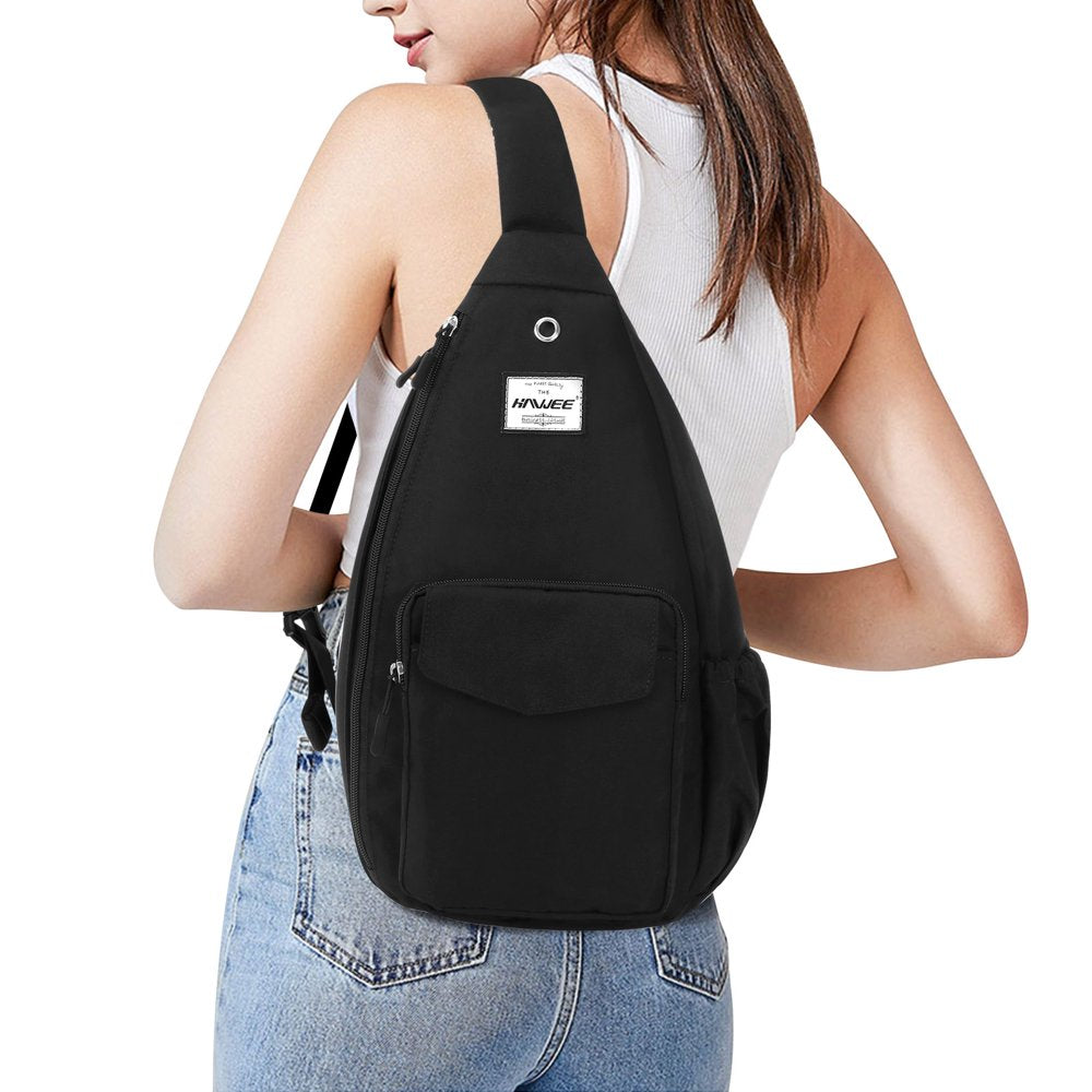 HAWEE Women’S Crossbody Backpack Purse for Travel Sling Bag with Earphone Hole, Black