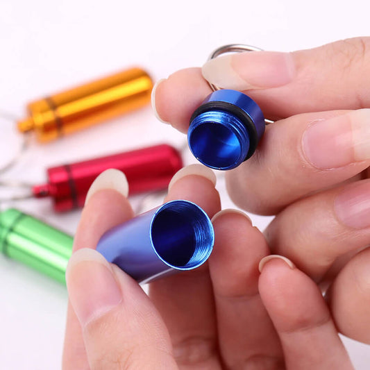 Aluminum Alloy Keychain Pill Holder Bottle. Shop Pillboxes on Mounteen. Worldwide shipping available.