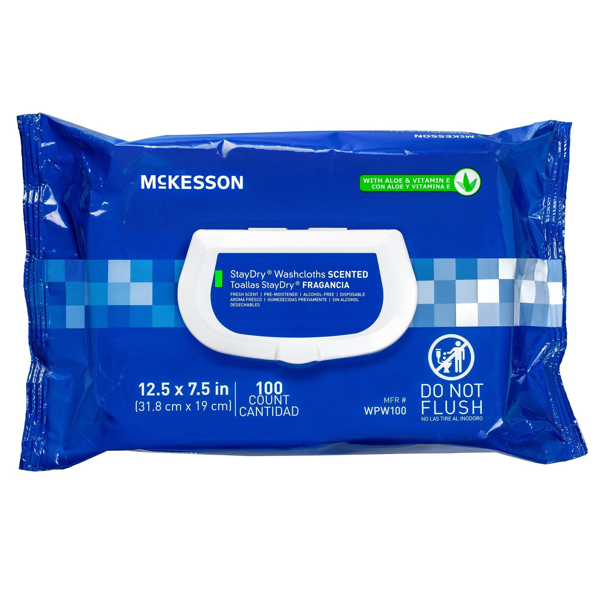 Mckesson StayDry Personal Cleansing Wipe, 7.5 x 12 Inch, White, Scented, 600 Count 76080598