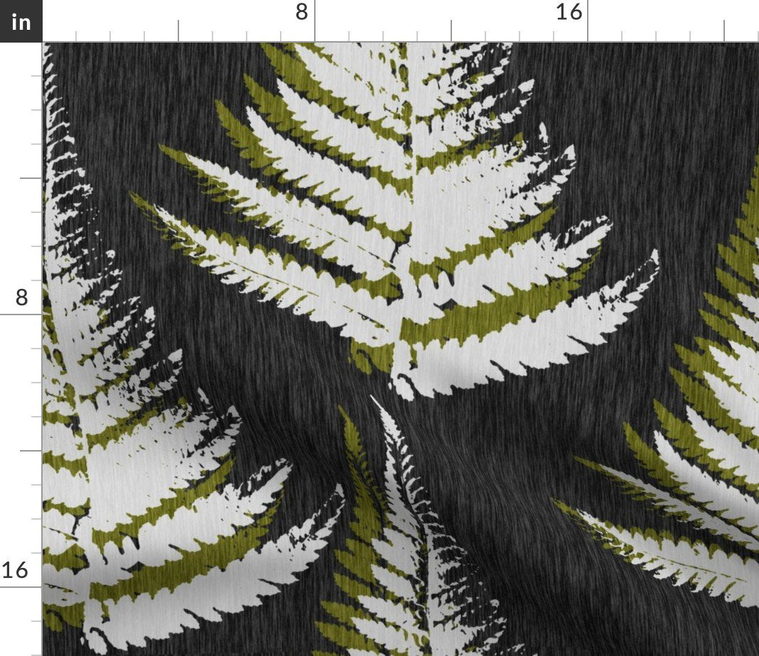 Spoonflower Fabric - Fern Print Green Leaf Modern Nature Forest Woods Botanical Watercolor Printed on Sport Lycra Fabric Fat Quarter - Swimwear Performance Leggings Apparel Fashion
