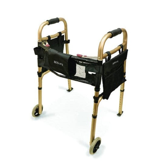 Bios Medical Deluxe Folding Walker with Wheels -Silver