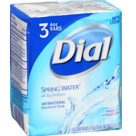 Dial Spring Water Antibacterial Deodorant Soap, 4 oz, 3 count