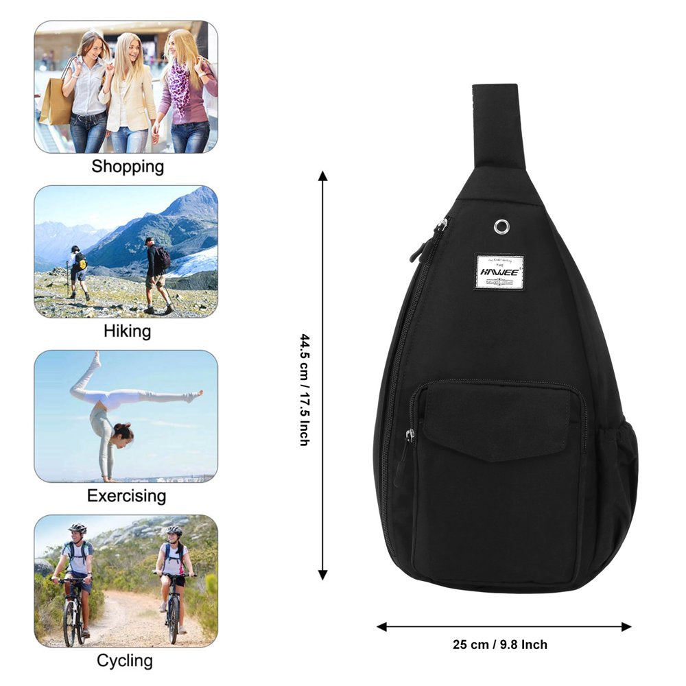 HAWEE Women’S Crossbody Backpack Purse for Travel Sling Bag with Earphone Hole, Black