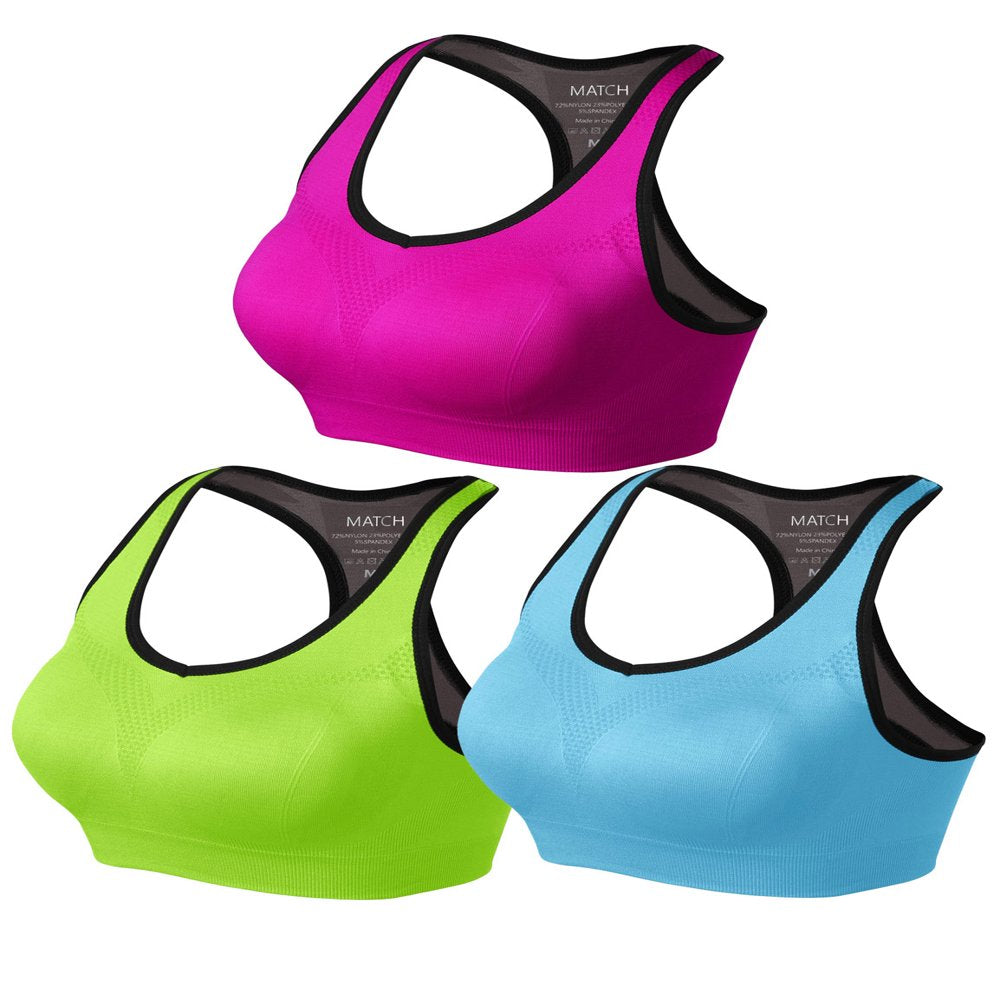 Matchstick Women'S Wirefree Padded Racerback Sports Bra for Yoga Workout Gym Activewear