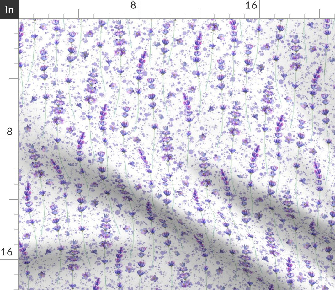 Spoonflower Fabric - Lavender Pattern Flowers Floral Nature Purple Art Plant Watercolor Printed on Organic Cotton Knit Fabric Fat Quarter - Clothing Apparel T-Shirts