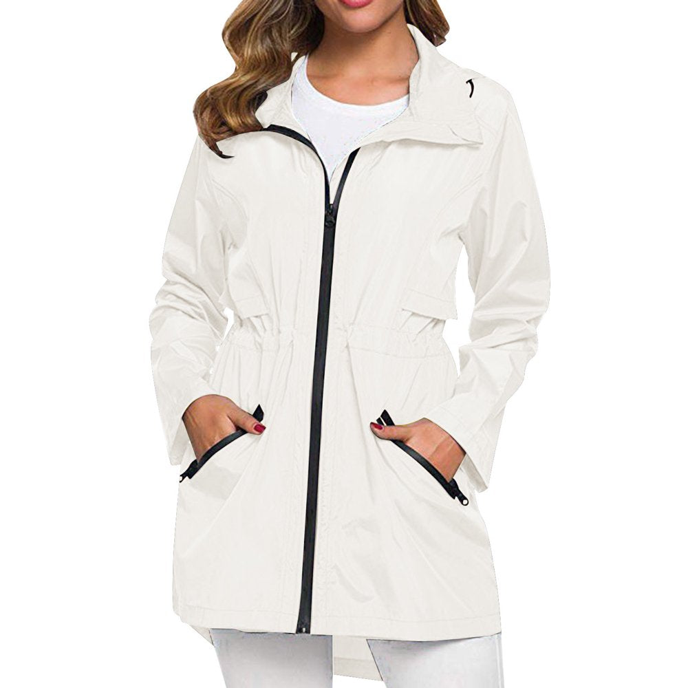 Lystmrge Warm Wind I5 Apparel Light Nylon Jacket Women Long Raincoat with Hood Outdoor Lightweight Windbreaker Rain Jacket Waterproof