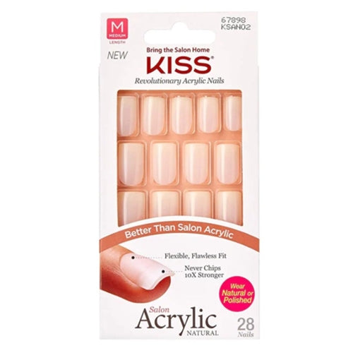 Kiss Salon Acrylic Natural French Tip Ombre Press On Nails, Medium Length