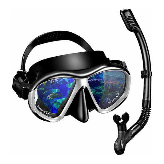 Diving Mask with Anti-Fog Tempered Glass Anti-Leak Dry Snorkel Mask Easy Breathing and Adjustable Snorkeling Gear 1