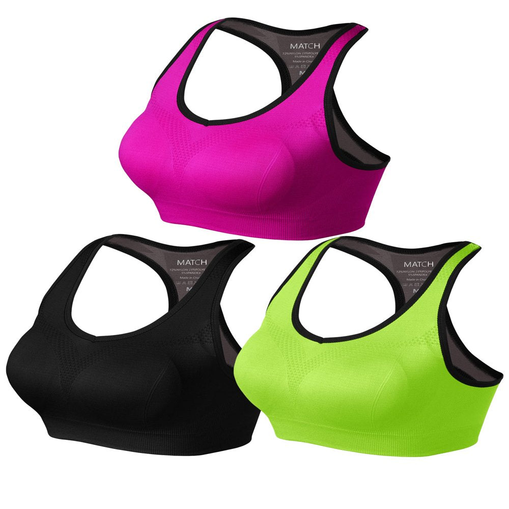 Matchstick Women'S Wirefree Padded Racerback Sports Bra for Yoga Workout Gym Activewear