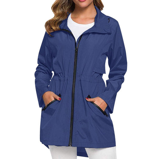 Lystmrge Warm Wind I5 Apparel Light Nylon Jacket Women Long Raincoat with Hood Outdoor Lightweight Windbreaker Rain Jacket Waterproof