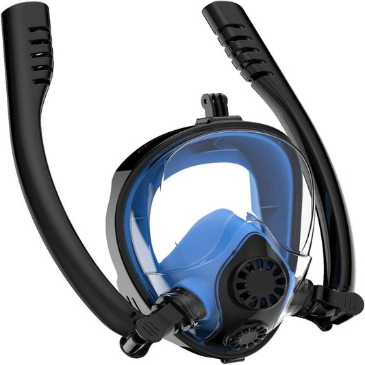 Flantor Snorkel Mask - Free Breathing System Full Face Snorkeling Mask with 180°Panoramic Viewing,Safe Breathing System for Easy Diving Swimming, Anti-Fog Anti-Leak Snorkeling for Adults & Kids