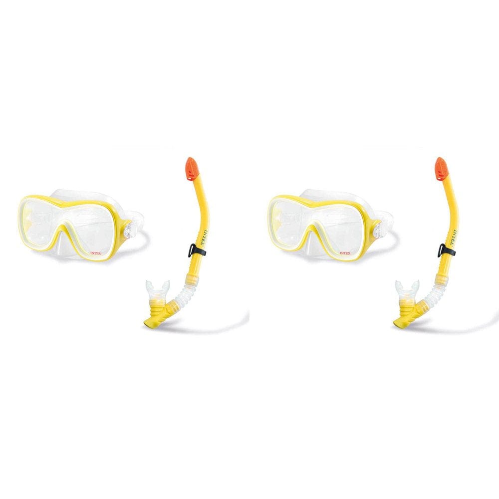 Intex Wave Rider Hypoallergenic Latex Free Mask & Easy Flow Snorkel Set (2 Pack)