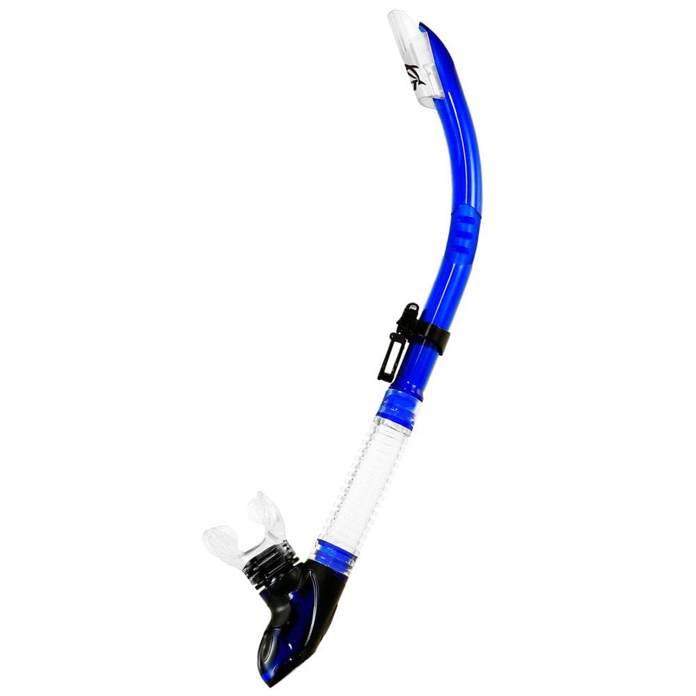 IST Dry-Top Snorkel for Scuba Diving, Snorkeling and Swimming - Clear Blue