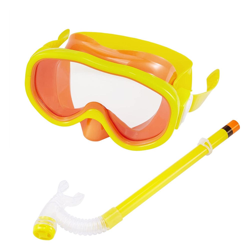 Jomenro Kids Snorkel Set, Anti-Leak Snorkel Mask, Anti-Fog Panoramic Scuba Mask, Dry Top Snorkel for Kids Boys and Girls Snorkeling or Diving(Yellow)