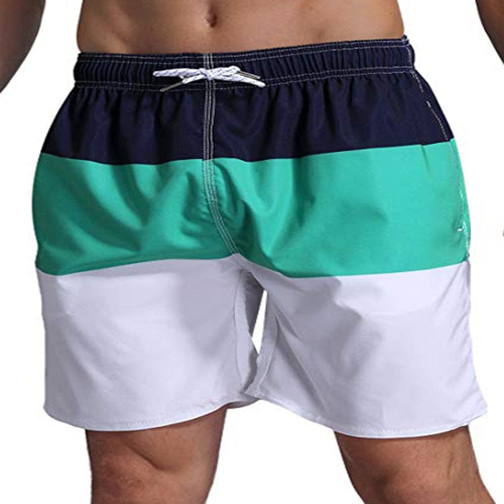 LELINTA Mens Swim Trunks Watershort Swimsuit Board Colorblock Shorts Bathing Suits Elastic Waist Drawstring