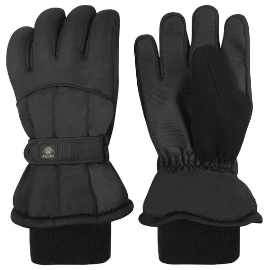 N'Ice Caps Men'S Waterproof Thinsulate Winter Snow Ski Black Gloves / Adults Male Insulated