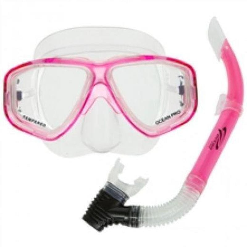 Oceanpro Coral Scuba Diving and Snorkeling Mask and Snorkel Set - Pink