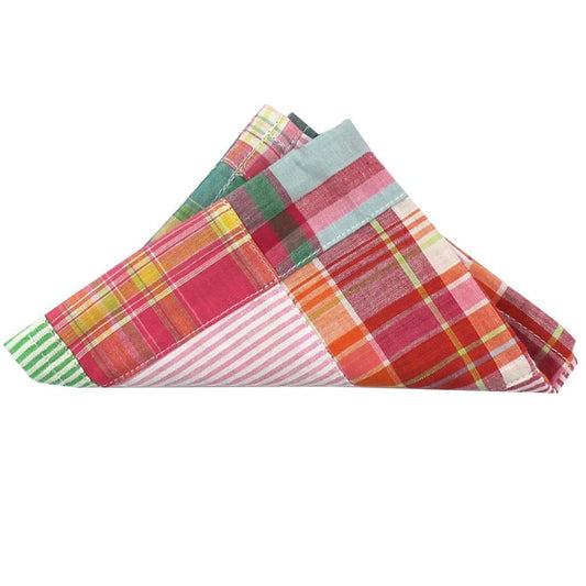 Madras Patchwork Pocket Square in Sea Island by Just Madras - Country Club Prep
