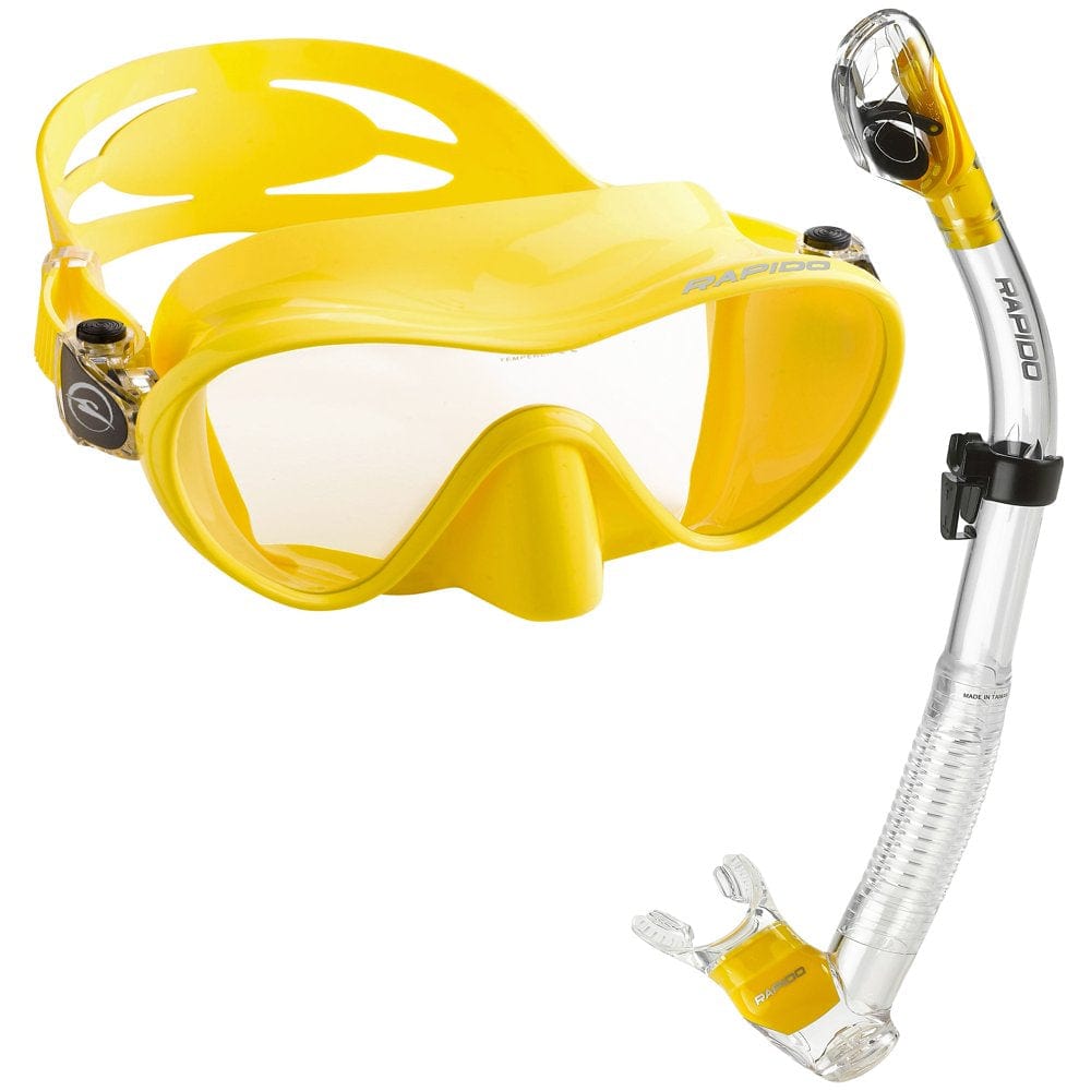 Rapido Boutique Collection Active Frameless Snorkel Mask Dry Snorkel Set, Scuba Snorkeling Dive Mask Snorkel Combo Kit