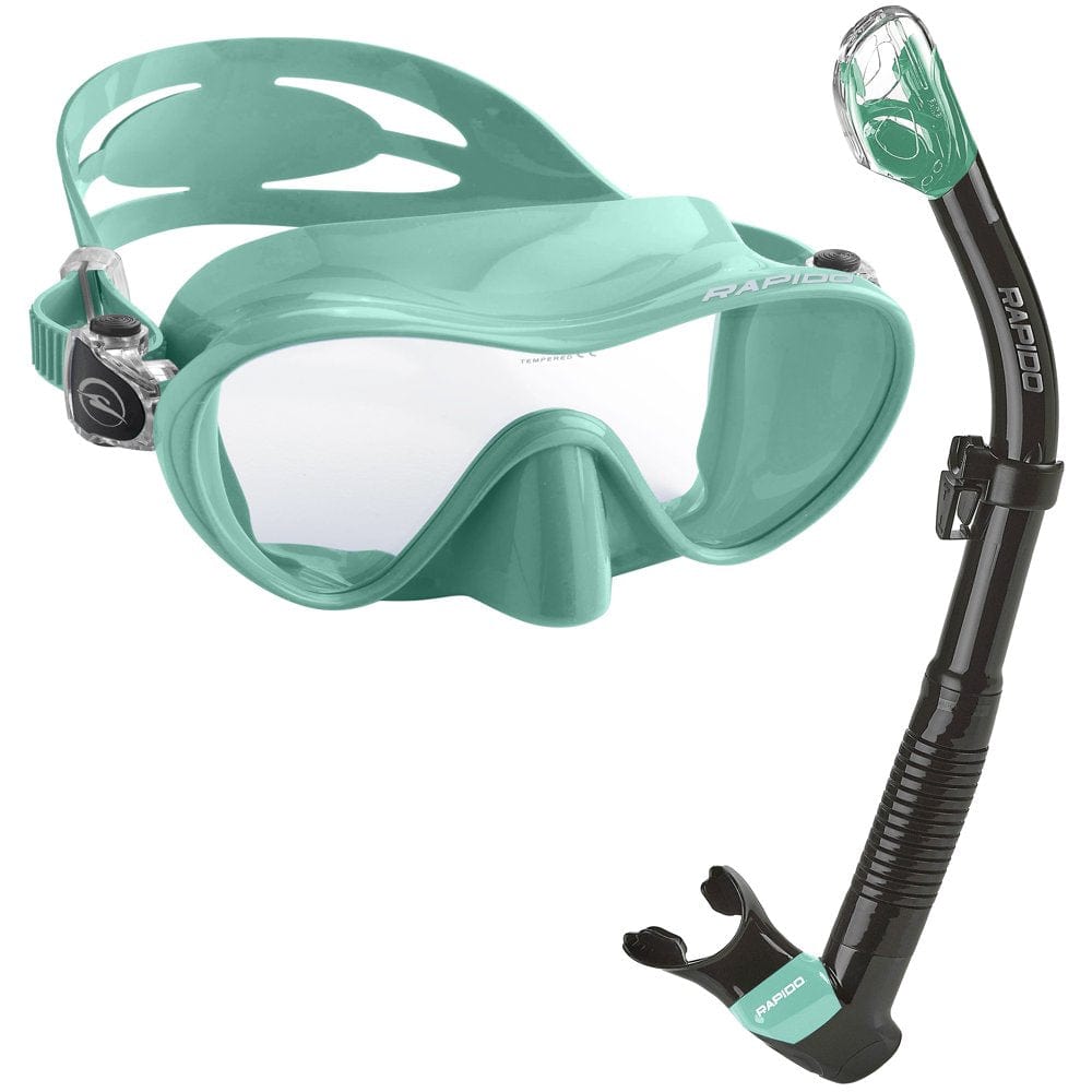 Rapido Boutique Collection Active Frameless Snorkel Mask Dry Snorkel Set, Scuba Snorkeling Dive Mask Snorkel Combo Kit