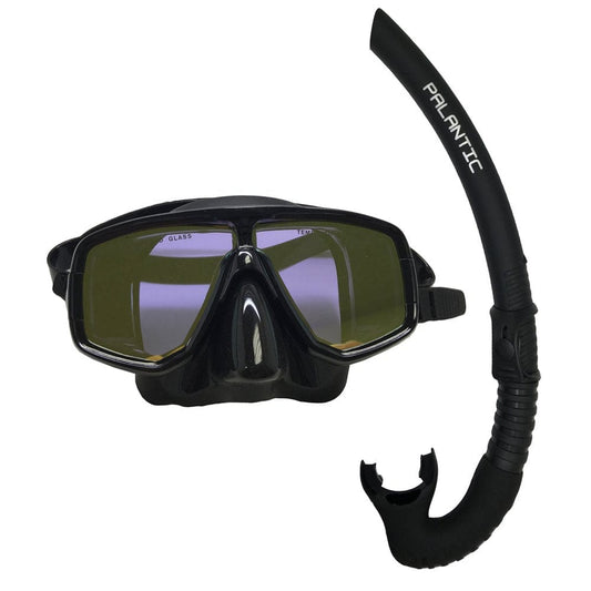 Scuba Choice Dive Mask with Yellow Mirror Coated Lense + Black Snorkel Combo