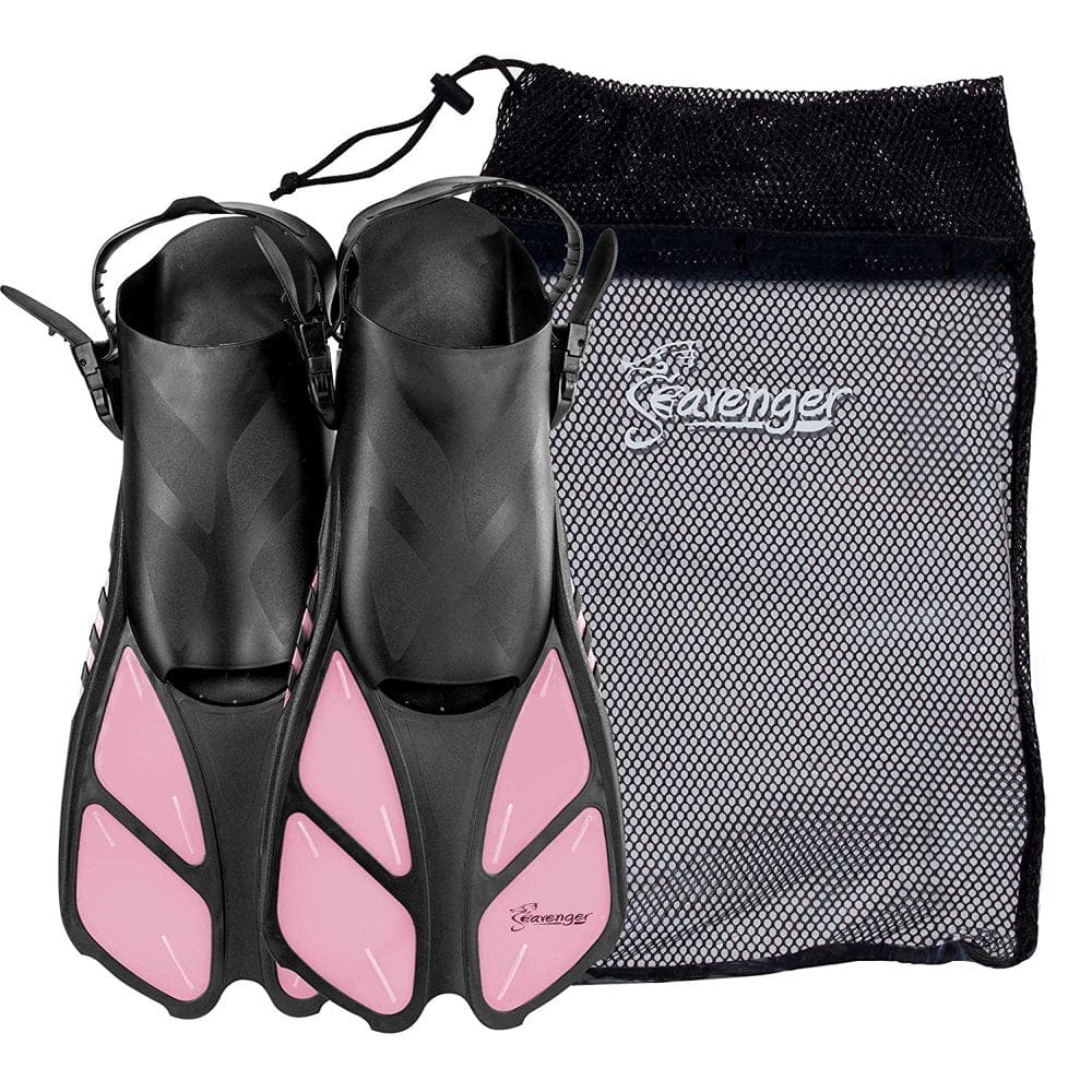 Seavenger Swim Fins / Flippers with Gear Bag for Snorkeling & Diving, Perfect for Travel Blue S/M