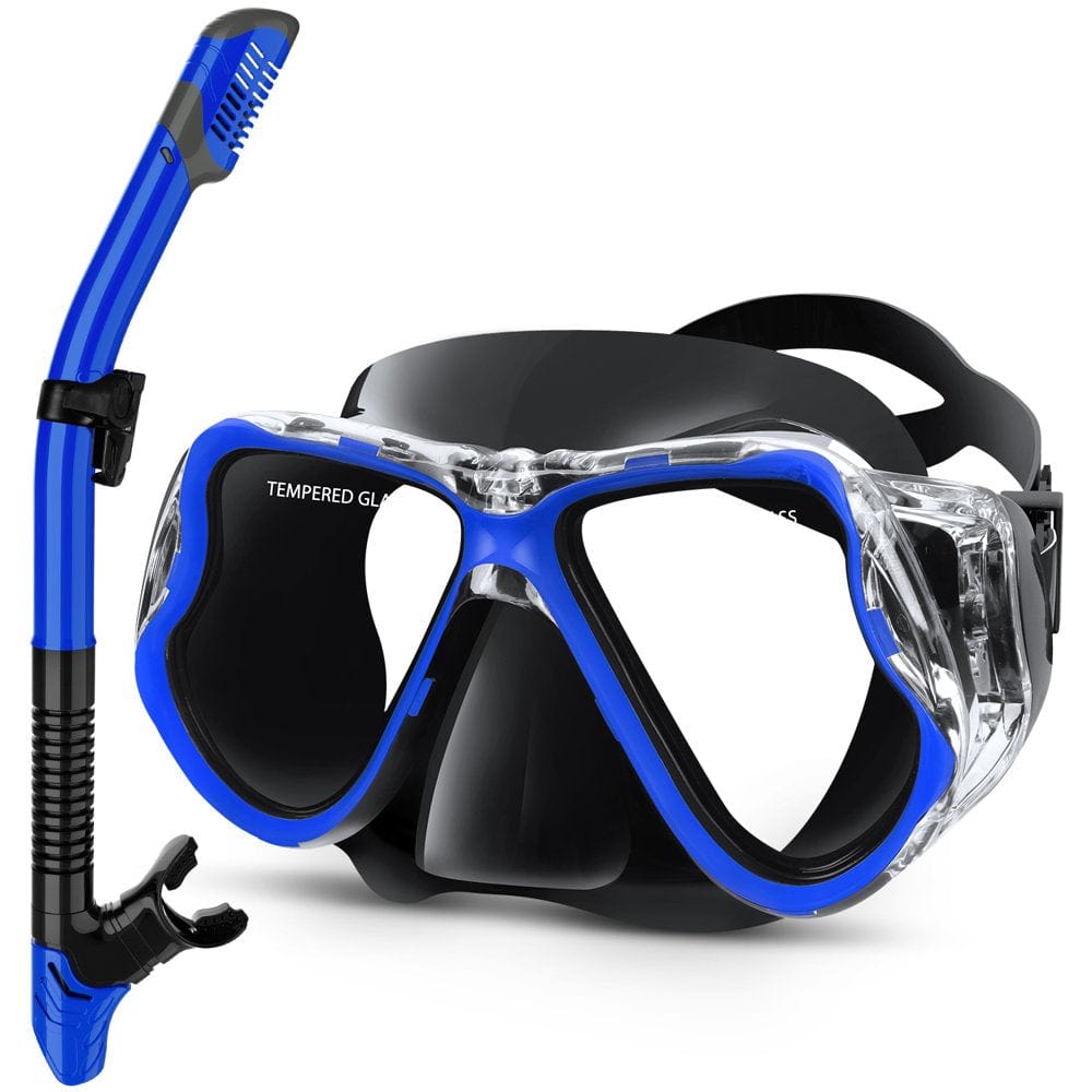 Snorkeling Gear for Adults Snorkel Set with Anti-Fog Scuba Diving Mask and Easy Breathing Dry Top Snorkel for Adults and Youth Black