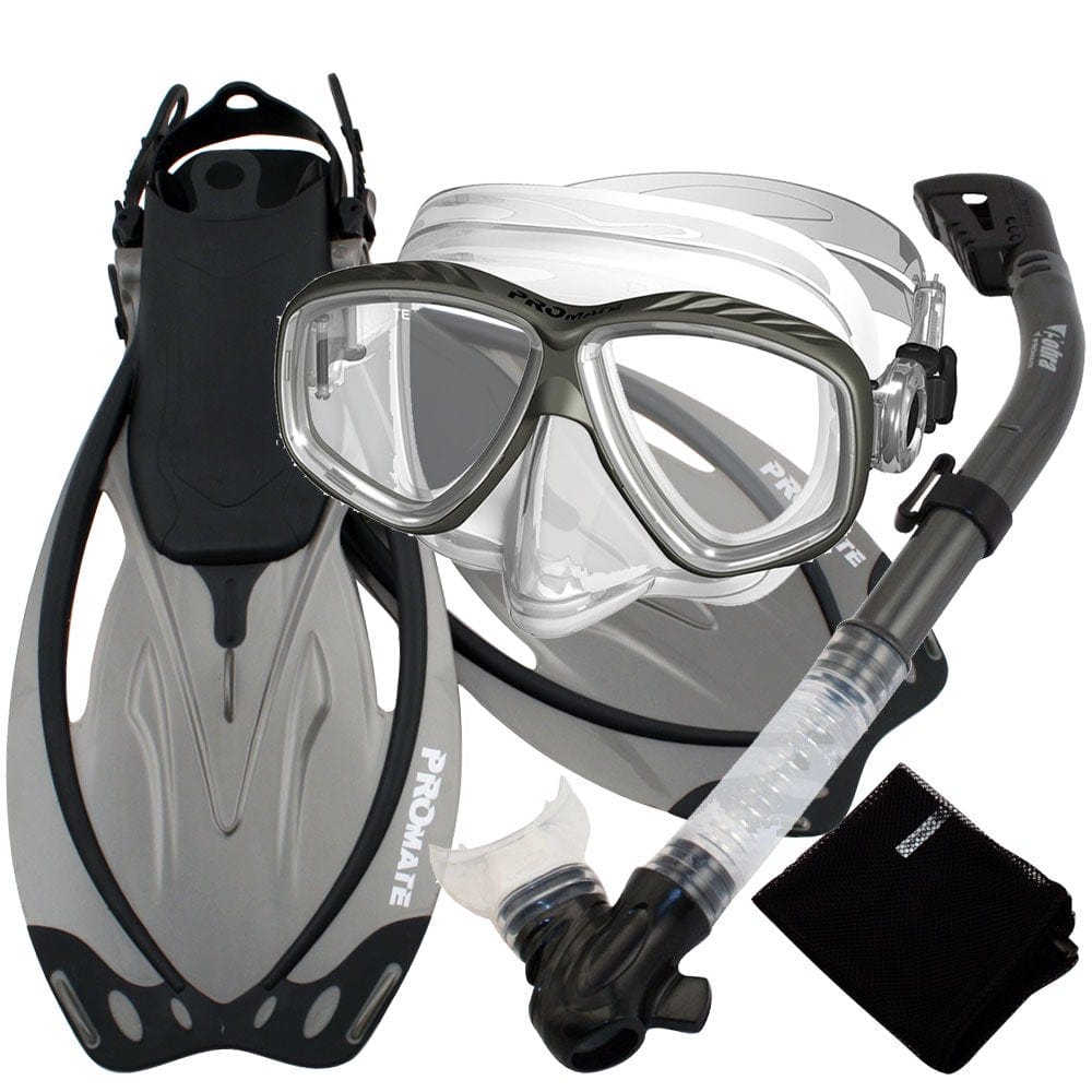 Snorkeling Set Scuba Dive Gear Snorkel Mask Diving Fins Set,Black,Sm