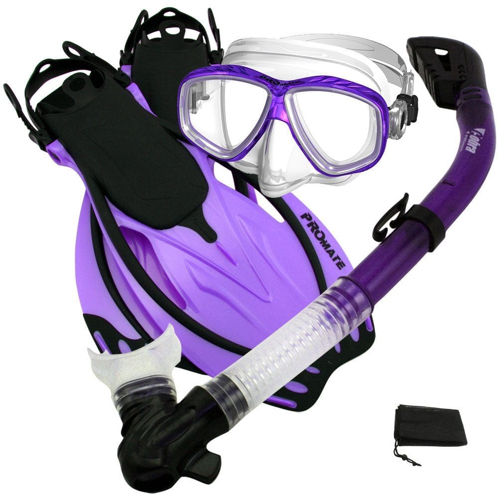 Snorkeling Set Scuba Dive Gear Snorkel Mask Diving Fins Set,Black,Sm