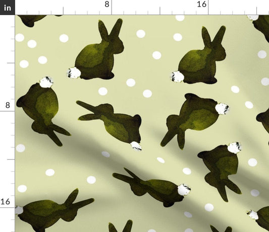 Spoonflower Fabric - Holly Greenery Nursery Animals Rabbit Bunny Watercolor Printed on Sport Lycra Fabric Fat Quarter - Swimwear Performance Leggings Apparel Fashion